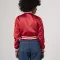 Scarlet Red Satin Crop Top Jacket