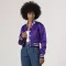 Purple Satin Crop Top Jacket