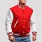 Scarlet Wool Body & White Faux Leather Sleeves Letterman Jacket