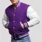 Purple Wool Body & White Faux Leather Sleeves Letterman Jacket