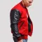 Scarlet Red Wool Body & Black Faux Leather Sleeves Letterman Jacket
