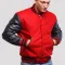 Scarlet Red Wool Body & Black Faux Leather Sleeves Letterman Jacket