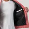 Pink Wool Body & White Faux Leather Sleeves Letterman Jacket