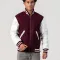 Maroon Wool Body & White Faux Leather Sleeves Letterman Jacket With Zipper