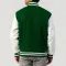 Kelly Green Wool Body & White Faux Leather Sleeves Letterman Jacket With Zipper