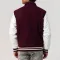 Maroon Body & White Faux Leather Sleeves Letterman Jacket With Byron Collar & Zipper