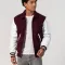 Maroon Body & White Faux Leather Sleeves Letterman Jacket With Byron Collar & Zipper