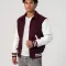 Maroon Body & White Faux Leather Sleeves Letterman Jacket With Byron Collar & Zipper