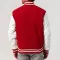 Scarlet Wool Body & White Faux Leather Sleeves Letterman Jacket With Zipper