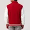 Scarlet Wool Body & White Faux Leather Sleeves Letterman Jacket With Byron Collar