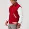 Scarlet Wool Body & White Faux Leather Sleeves Letterman Jacket With Byron Collar
