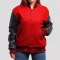 Scarlet Wool Body & Black Faux Leather Sleeves Letterman Jacket