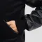 Black Wool Body & Black Faux Leather Sleeves Hoodie Letterman Jacket