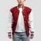 Cardinal Red Wool Body & Bright White Faux Leather Sleeves Letterman Jacket
