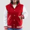 Scarlet Wool Body & Bright Faux Leather Sleeves Hoodie Letterman Jacket