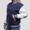 Royal Blue Wool Body & Bright White Faux Leather Sleeves Letterman Jacket