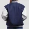 Royal Blue Wool Body & Bright White Faux Leather Sleeves Letterman Jacket