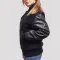Black Wool Body & Black Faux Leather Sleeves Letterman Jacket