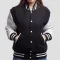 Black Wool Body & Bright White Faux Leather Sleeves Letterman Jacket