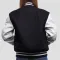 Black Wool Body & Bright White Faux Leather Sleeves Letterman Jacket