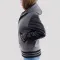 Light Oxford Wool Body & Black Faux Leather Sleeves Hoodie Letterman Jacket