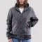 Light Oxford Wool Body & Black Faux Leather Sleeves Hoodie Letterman Jacket