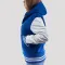 Bright Royal Wool Body & Bright White Faux Leather Sleeves Hoodie Letterman Jacket